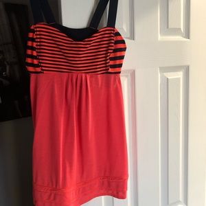LuLuLemon Orange Blue Stripe Tank Open Side Sz 10